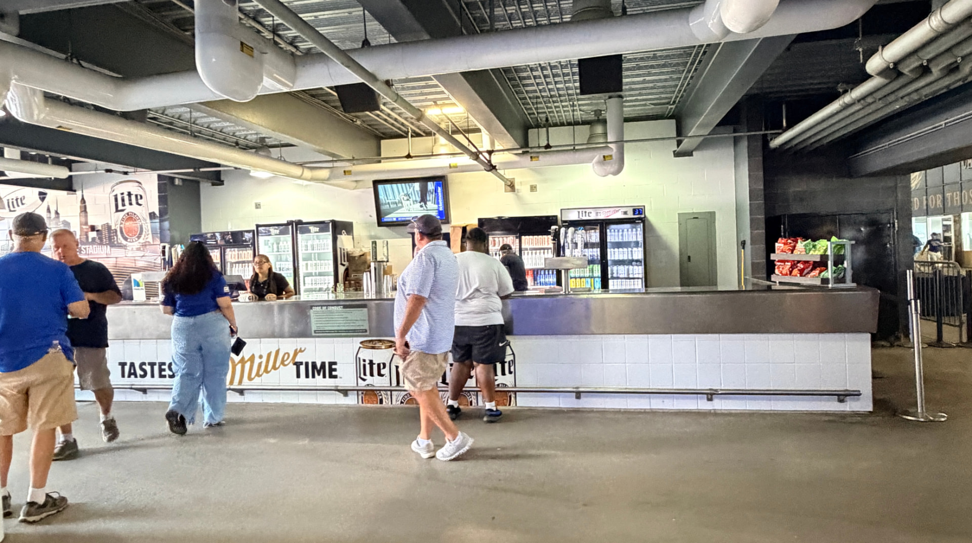 A beer cooler at a MetLife Stadium concession stand where Athletic Brewing was available among alcoholic brands.